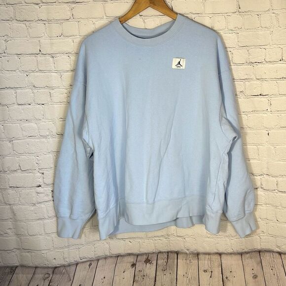 JORDAN Women's Flight Fleece Crew In Blue Oversized Fit Size M Medium - Picture 1 of 7